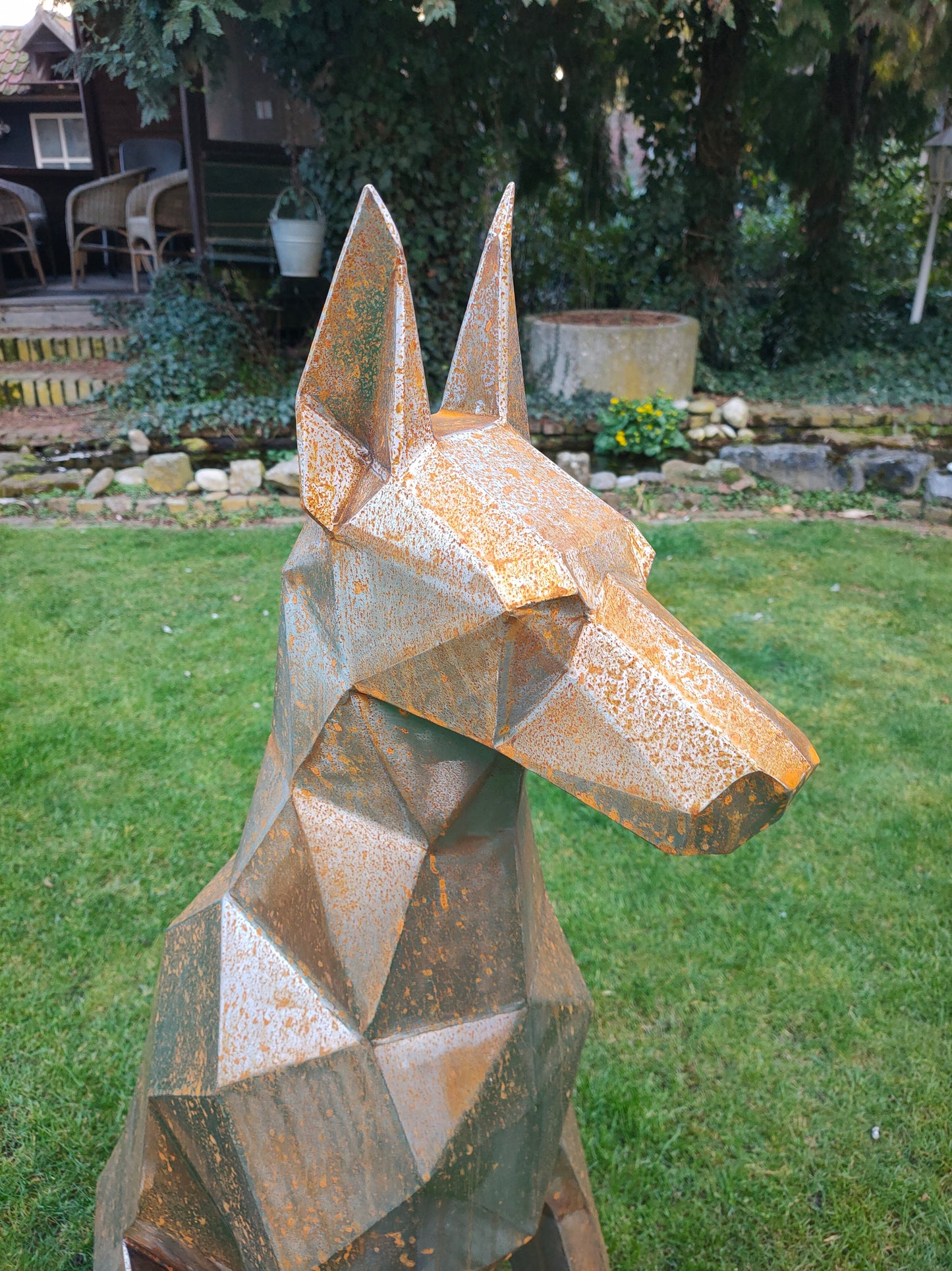 Doberman Statue - Cortensteel